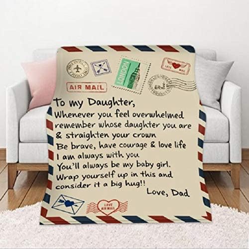 BomKra Fleece Blanket to My Daughter Letter Printed Quilts Dad for