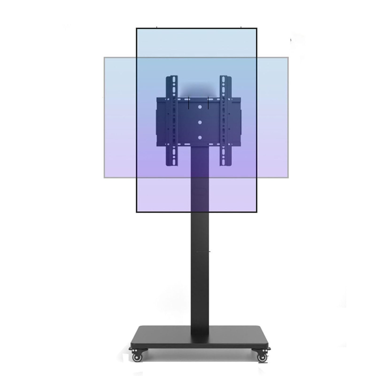HPTHLY Mobile Tv Cart On Wheels - Adjustable Mobile Tvs Stand, For 32-65 Inch Led Flat Screen, Up To 100Kg, Horizontal And Vertical Screen Fixed
