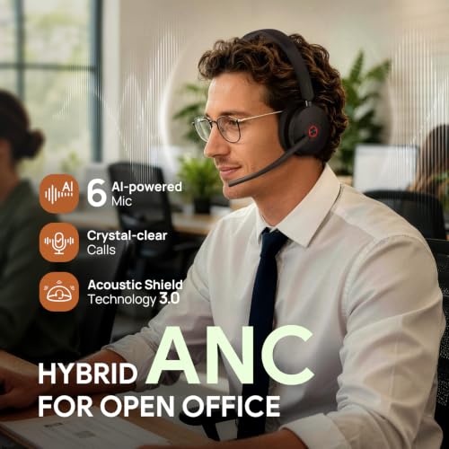 Image of Yealink BH74 ANC Wireless Headset with Mic for Work, Bluetooth Headset Noise Cancelling with 6 AI Microphone,32H Battery Life & Mute Button,Microsoft Teams Premium Open Office Certified for PC