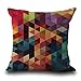 Housse de coussin Hengjiang en lin - Motif géométrique abstrait - Multicolore - Parfait pour décorer un canapé ou un lit - Taille : 45 x 45 cm