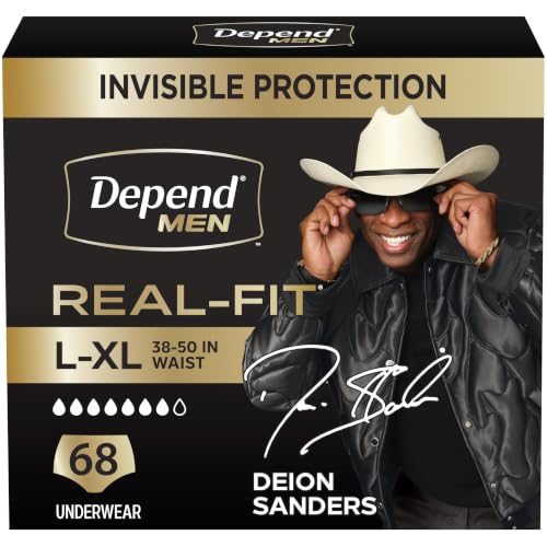 Depend Real Fit Incontinence Underwear for Men, L/XL, 68 Count - image 1