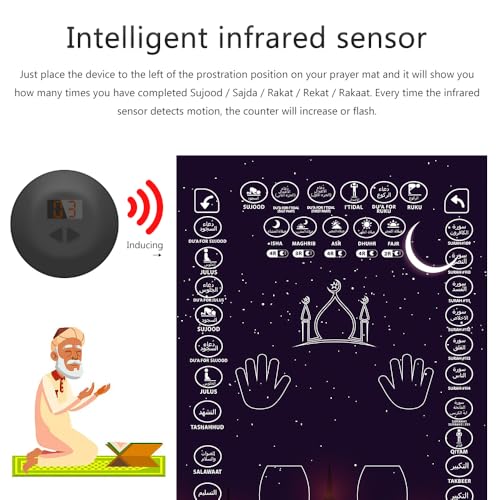 Querafja Smart Counter, Portable Muslim Prayer, Smart Rakaat Counter, Prayer Counter, AAA Battery Prayer Timing Reminder (Nail-B)