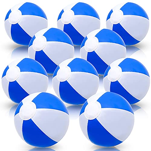 ArtCreativity 16 Inch Blue & White Beach Balls for Kids, Pack of 12, Inflatable Summer Toys for Boys and Girls, Decorations for Hawaiian, Beach, and Pool Party, Beach Ball Party Favors