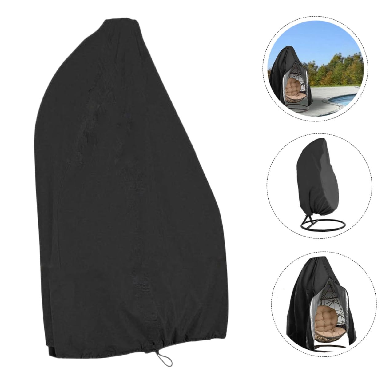 Lot de 4 housses de chaise à suspendre imperméables pour jardin, hamac inclinable et rehausseur, en polyester noir durable, protège des intempéries et améliore la décoration