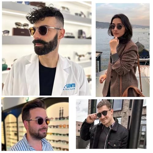 Vintage Round Sunglasses for Men Women Trendy Retro Thick Frame Sun Glasses3