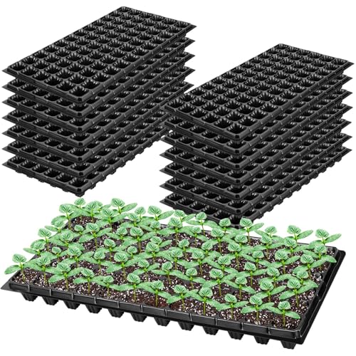 Elcoho 15 Pack Seed Starter Trays 72 Cells Seedling Trays Kit with 1080 Cells Plant Nursery Pots Plastic Plant Grow Plug Trays Mini Propagator for Garden Plant Germination 21.3 x 11 Inches