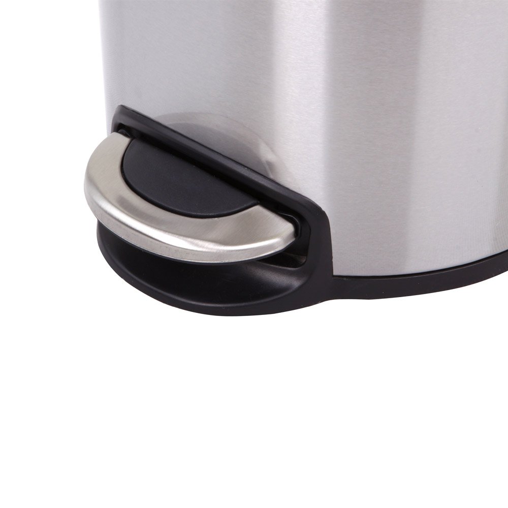 EKO Serene ALEK9215MT-12L Abfalleimer, rund, glatt mit Soft-Close-Deckel, langlebiger Freischwanger Tretmechanismus, gebürsteter Edelstahl, 12 l