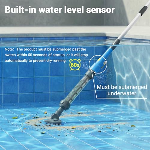 Image of Spa Vacuum for Hot Tub, Cordless Pool Vacuum for Above Ground Pool, Lightweight Handheld Pool Cleaner with 2 Brush Heads, Rechargeable Stick Spa Cleaner (Blue)