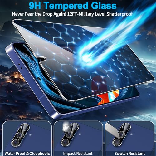 Image of firtstnow 3 Pack Privacy Screen Protector for Samsung Galaxy S25 Plus Tempered Glass + 2 Pack Camera Lens Protector, True 25Anti Spy, 9H+ Hardness, Fingerprint Unlock, Bubble-Free 6.7Inch