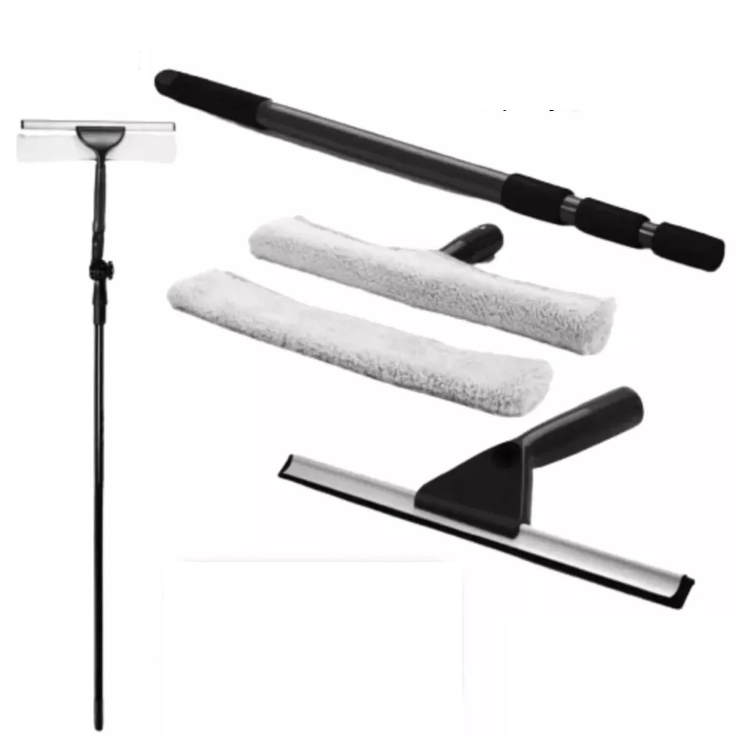 Kaynur ‎Black, Blue, Purple, Off-White, White, Yellow 3.5M Heavy Duty Telescopic Window Cleaner Kit With Squeegee, Rubber Mop, And Aluminium Pole For Easy Glass Cleaning Extendable Conservatory Pole