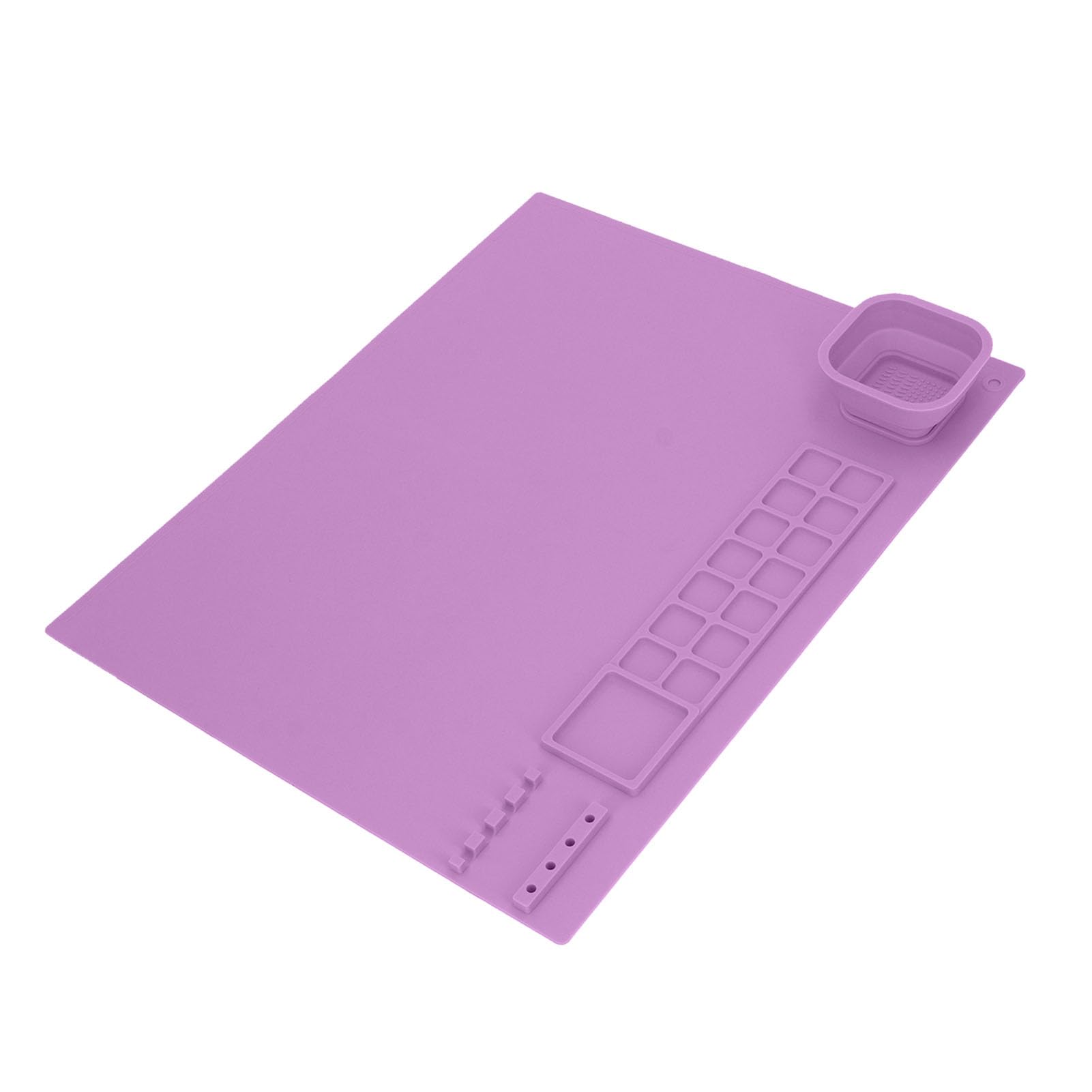SIXRUN Tapis de Peinture en Silicone Tapis d'art en Silicone 49 X 39 Cm Matériau épais Facile à Nettoyer Grand Espace de Travail avec Tasse pour Enfants Peinture Dessin Graffiti et Collage à la