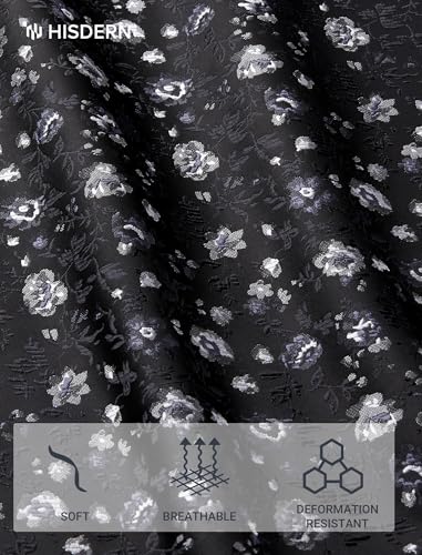 Image of HISDERN Ties for Men Paisley Tie and Pocket Square Cufflinks Set Formal Classic Floral Necktie Handkerchief Wedding Party