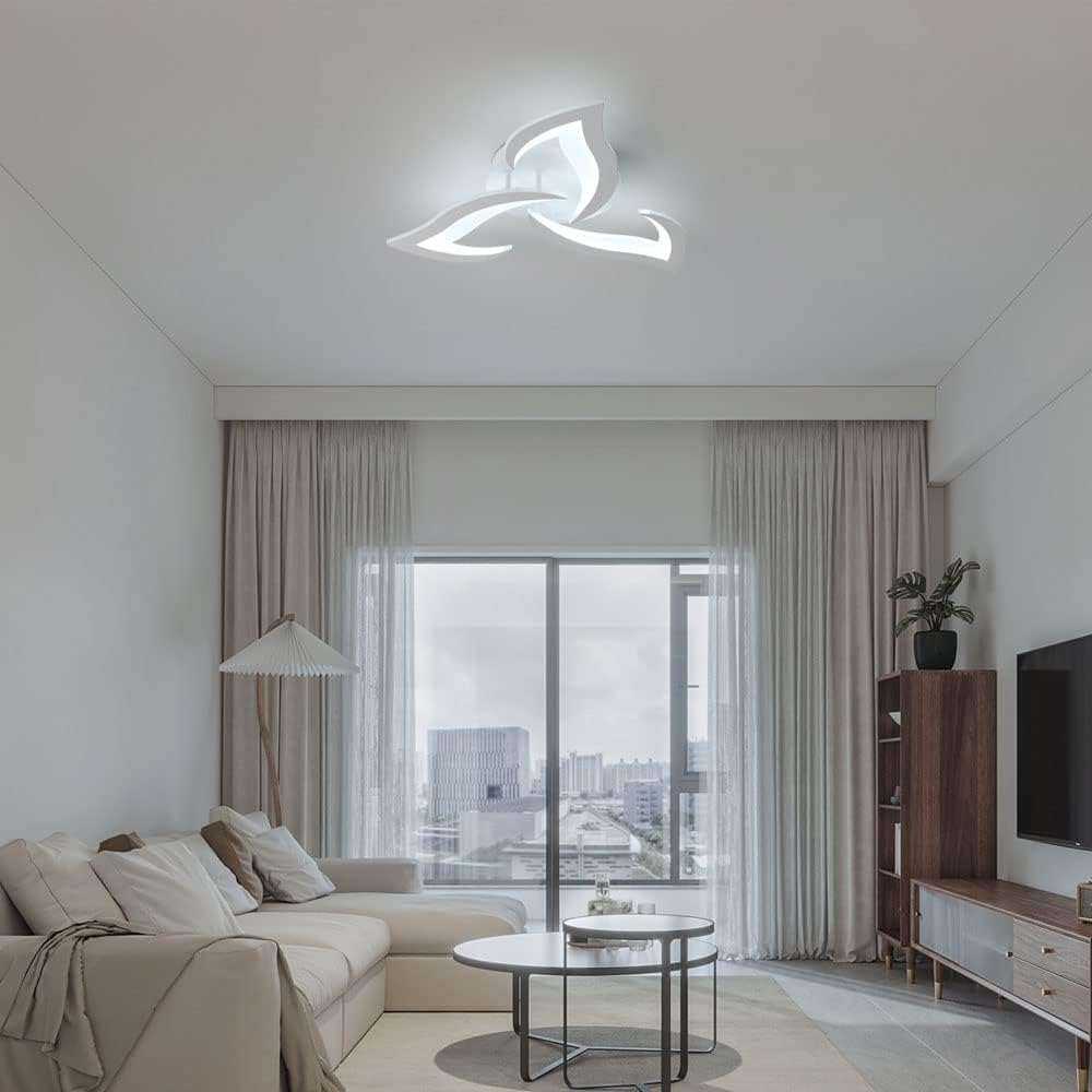 Plafonnier Led Moderne, 36W Blanc Créatif Pétales Design | 6500K Blanc Froid Luminaire Plafonnier, Lampe de Plafond en Acrylique pour Chambre, Salon, Salle à Manger, Cuisine, Couloir