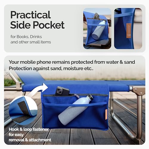 Sun Lounger Ibiza Blue Aluminium With Sun Shade - 6