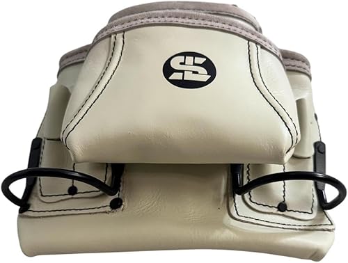 Miniatura 7 de Versátil bolsa de herramientas de cuero de grano superior de 10 bolsillos con martillo y soporte de cinta, accesorio para cinturón, ideal para