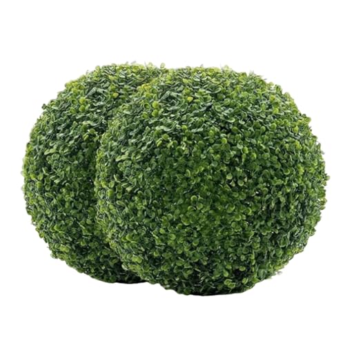 2 Stück Künstliche Buchsbaumkugel – 30 cm Großformatig Wetterfeste & 3D Realistische Dekokugel für Garten, Balkon & Wohnung – Immergrüne Kunststoff-Pflanzenkugel (A)