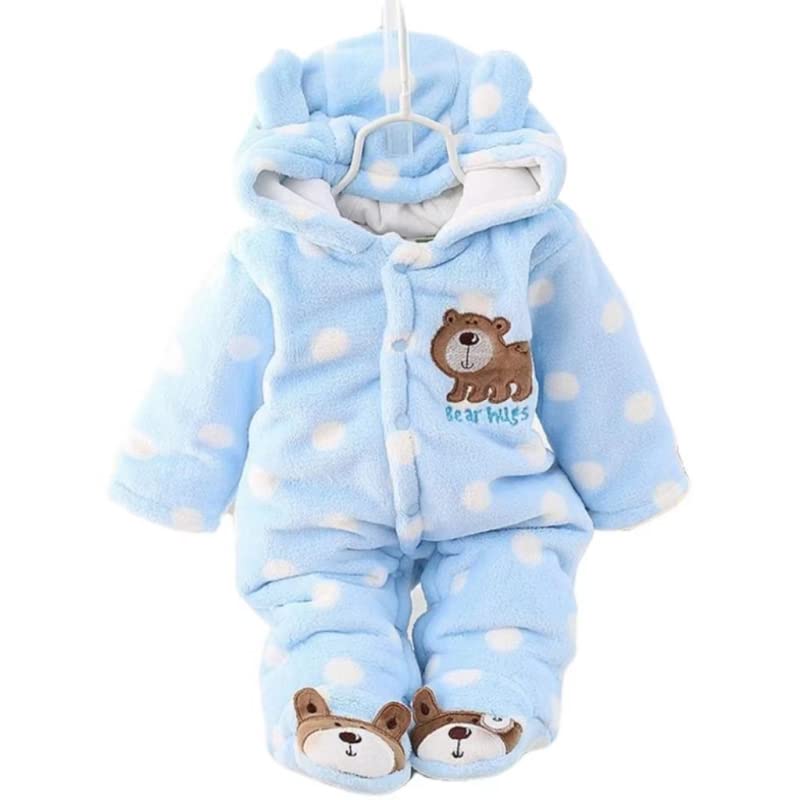 Image of Ilyboz Baby Snowsuit Cute Cartoon Bear Newborn Jumpsuit Bunting Suit Baby Boy Girl Hooded Thicken Baby Winter Coat