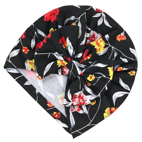 Image of BabyMoon Beanie Floral Bow Baby Boy's & Girl's Cap Kids | Toddler Infant Hat | Black | 6-48 Months
