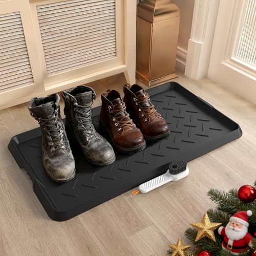 UltraLegend Heavy Duty Boot Trays Natural Rubber Shoe Mat Tray for Entryway with Shoes Brush Large Boot mat Tray Multi-Purpose for Indoor or Outdoor