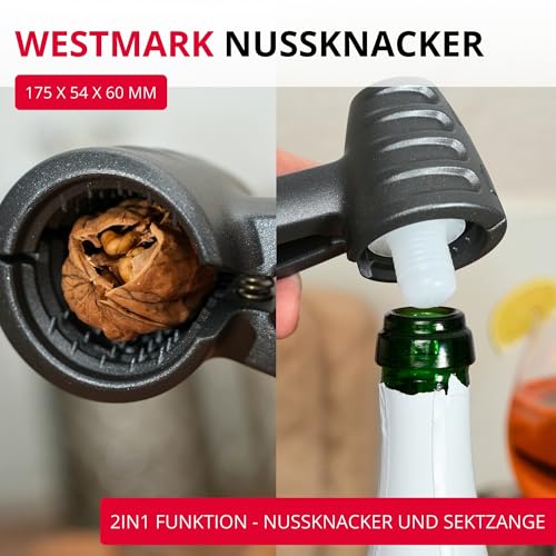 Westmark Nussknacker und Sektzange, extra große Öffnung für Walnüsse, mit Klammer, Aluminium, Westmark Nussprofi, Anthrazit/Rot, 33222270 – Ansicht 2
