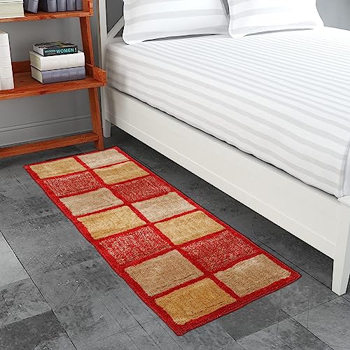 Image of THE HOME TALK Modern Polyester Area Rugs | Carpets for Living Room, Kitchen, Kid's Room, Bedroom | Microfiber Polyester Rugs | Shaggy Floor Carpet | Anti Skid Store (Maroon, 50 x 150 cm)