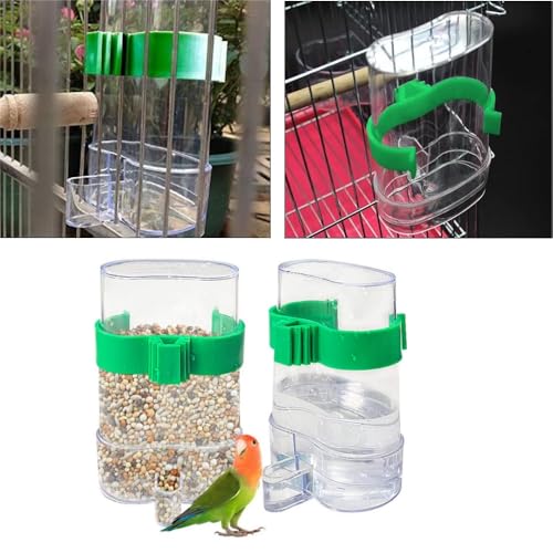 2 Stück Automatische Futterstation für Vögel, Futterspender und Tränke für Vogelkäfige, für Wellensittiche, Kanarienvögel, Wellensittiche, Finken, Sittiche, Samen, Lebensmittelbehälter