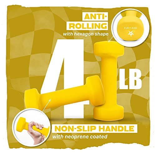 Image of Yes4All Neoprene Coated Dumbbell Hand Weight Sets of 2 - Multiple Weight Options with 15 Colors, Anti-roll, Anti-Slip, Hexagon Shape