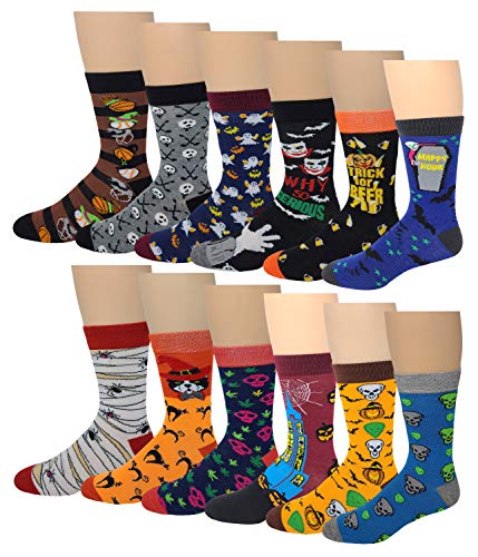 Halloween Socks Men Colorful Fashion Design Dress socks 10-13 (12 Pairs Assorted Halloween)