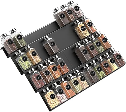 Grarry Acrylic Spice Rack Tray Insert 4 Tier Spice Drawer Organizer for Kitchen Cabinets, Large