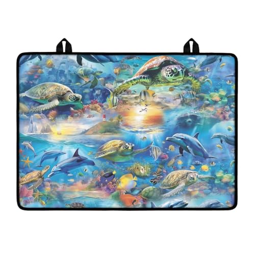 Image of Dolphin Sea Turtle Glass Stove Cover Stovetop Protector Cover Foldable Electric Stove Top Protector Prevent Scratching Washer Dryer Counterto Cover for Home Decor