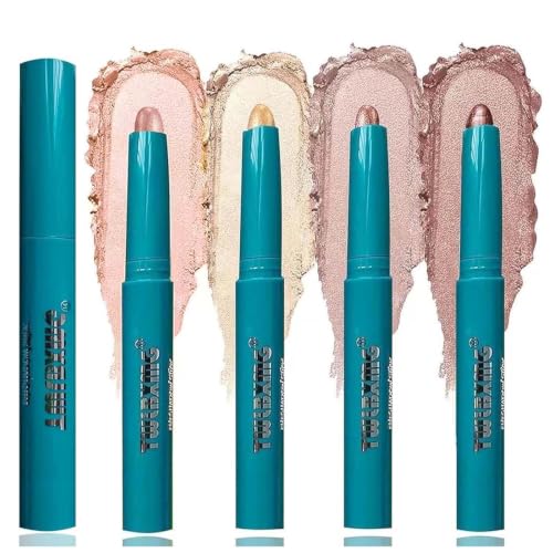 TWLBXMG 4 Color Eyeshadow Stick Set Eye Shadow Brightener Stick Cream Shimmer Glitter Smooth Eyeshadow Primer Pencil Waterproof Long Lasting Highlighter Eye Makeup Eye shadow 4PCS