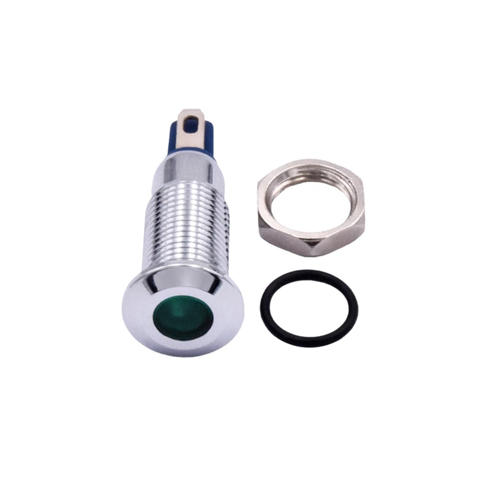 Voyant lumineux en métal étanche de 8 mm, rouge vert bleu jaune blanc LED chrome voyant d'avertissement lampe témoin 3 V 6 V 12 V 24 V 220 V(Red,3-6V DC AC)