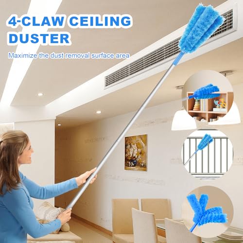 Image of Storystore Ceiling Fan Cleaner Duster - Adjustable Duster with Extension Pole,Dusters for Cleaning Fan Blade, Walls and Cobweb (Round / 4Claw)