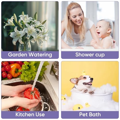Image of EASICUTI Baby Bath Rinse Cup with Suctions, Easy to Drain, Soft Food Grade Silicone, Shampoo & Body Washing Rinser Cup for Kids with Easy Grip Handle to Rinse Baby Shampoo- Baby Essentials, Purple