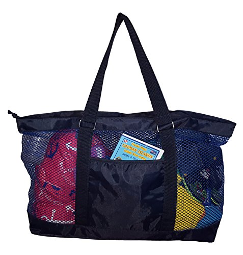 Super Large Mesh Tote Beach Bag - 24 x 15 x 6 - Can be Personalized (Blank Blue)
