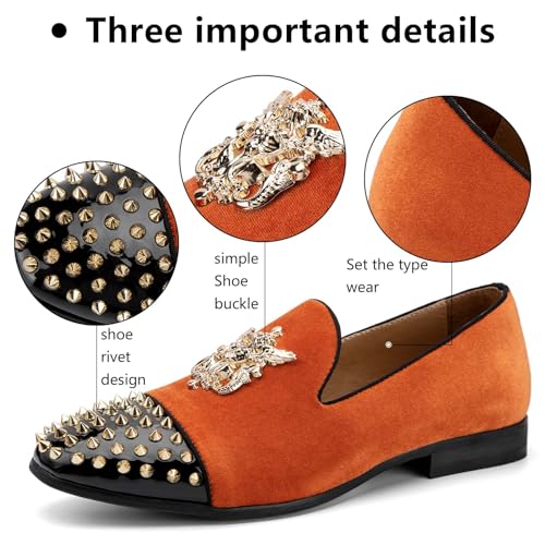 Image of Meijiana Mens Velvet Loafers Dress Shoes with Metal Embellishments Party Luxury Loafer Shoes
