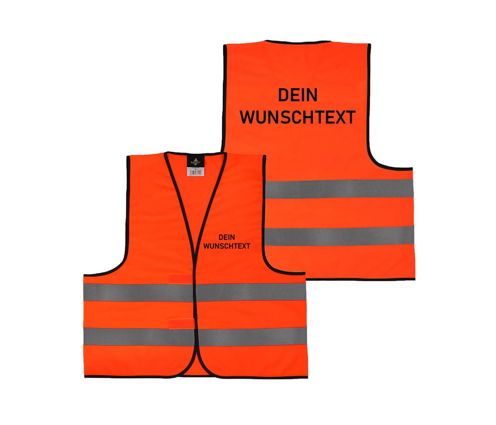 Personalisierte Warnweste mit Wunschtext – Sicherheitsweste individuell bedruckt – Für Events, Party, Bau, Security – Gelb & Orange – XS bis 6XL