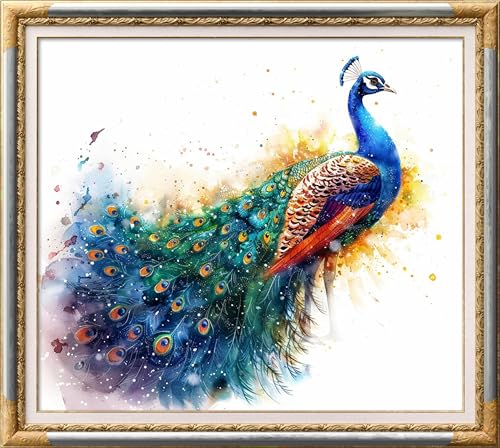 Image of Leczany Cross Stitch Patterns Stamped Kit for Beginners | Embroidery Supplies DIY Craft Kit Needlepoint for Adults Starter | 11CT, 3 Strands | Beautiful Peacock 18.5x15.8 inches