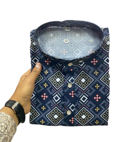 Image of FOXDX Men's Cotton Blend Printed Long Kurta Suitable for All Indian Wedding, Occasions, and Festivals