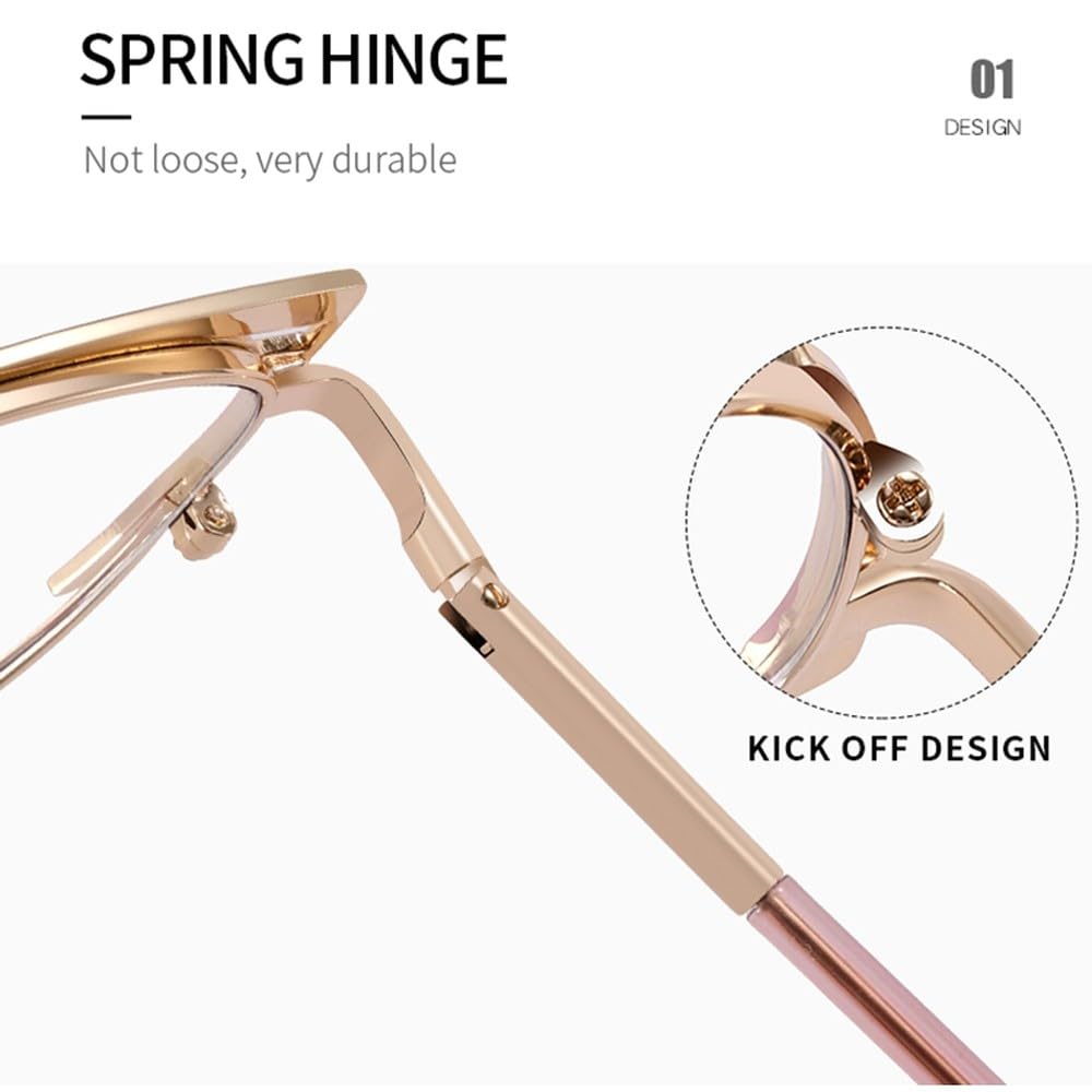 Blockierende Brille Katzenauge klare Linse Metall Mode Brillengestell Frauen Accessoires weiblich Rosa Gold