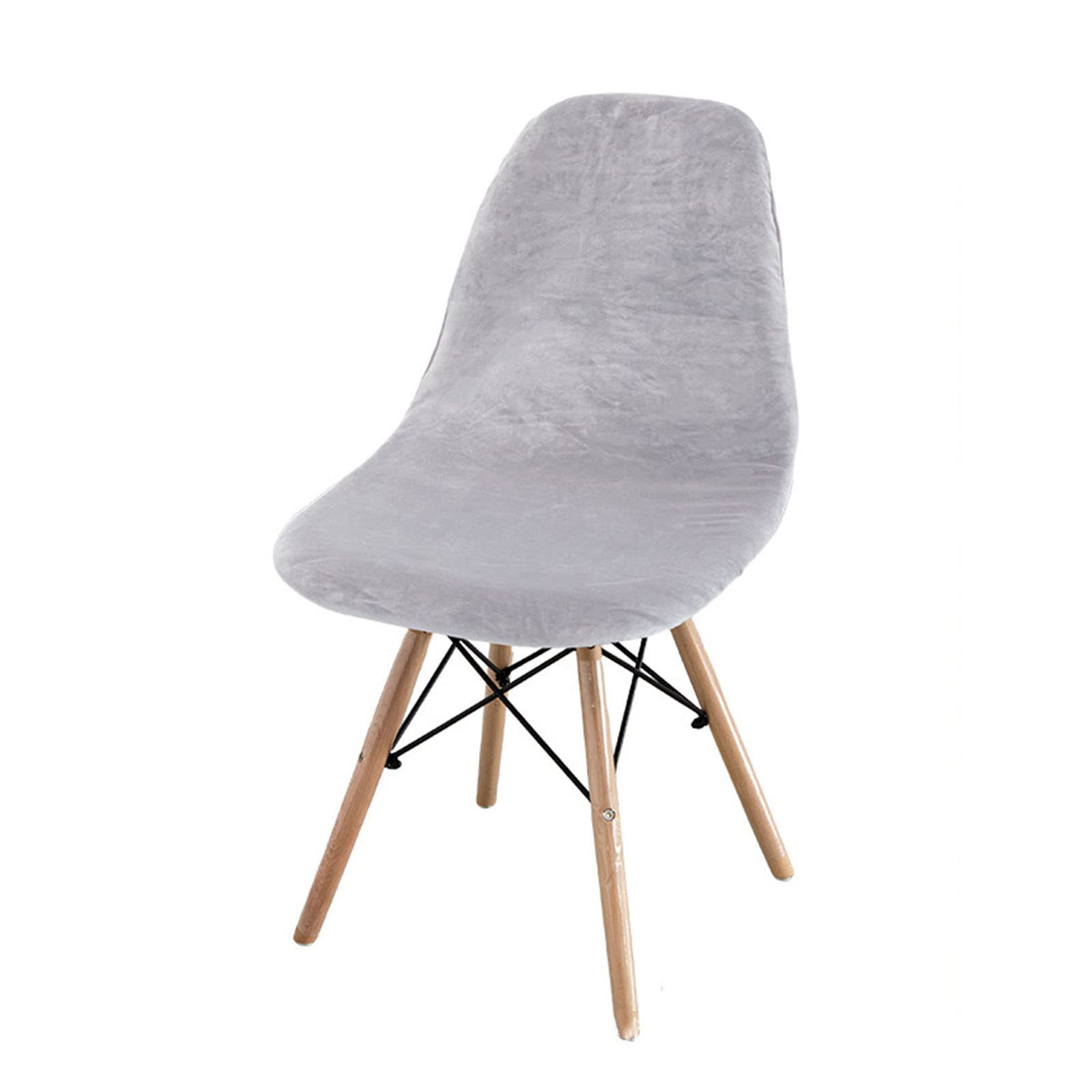 FANSU Velvet Dining Chair Covers Set of 1/2/4/6, Scandinavian Chair Slipcovers Stretch Shell Chair Covers with Back for Kitchen, Dining, Bedroom, Living Room (Silver gray,4 pcs)