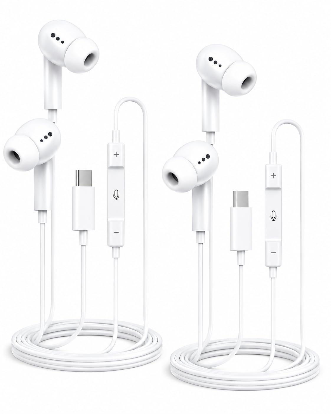 [Apple MFi Certified] USB C Wired Earphones for iPhone 17/16/15, 2-Pack | Built-In Remote for Music, Calls and Volume Control; Compatible with iPhone 17/16/15, Galaxy and Pixel; 5-Year Warranty.