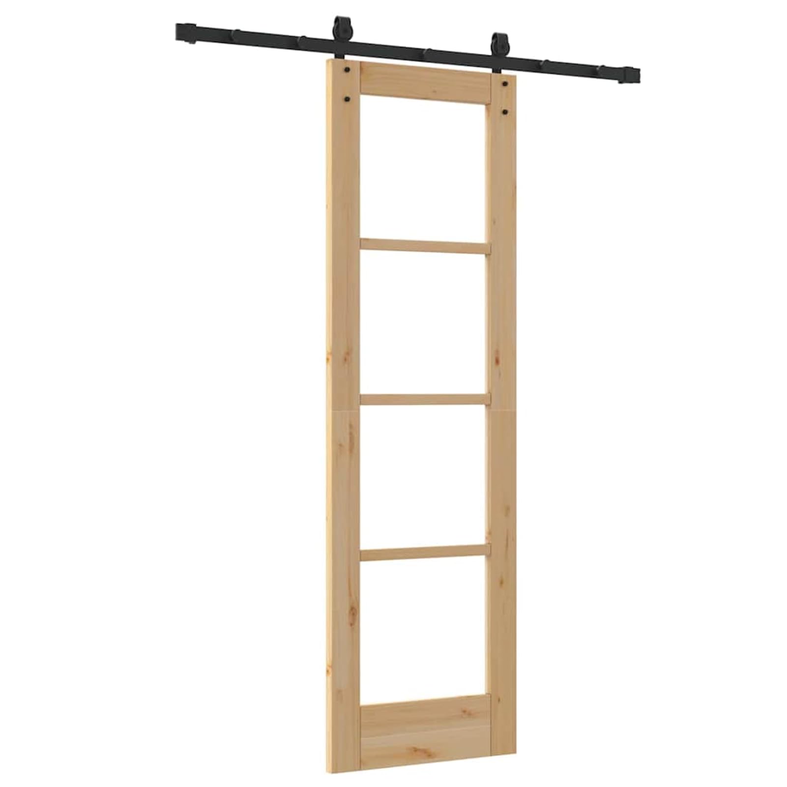 Drzwi przesuwne ORKDAL naturalne z litego drewna sosnowego i szkła, 152,5 x 4 x 198,5 cm, w zestawie szyna i osprzęt – do przedpokoju i wnętrz