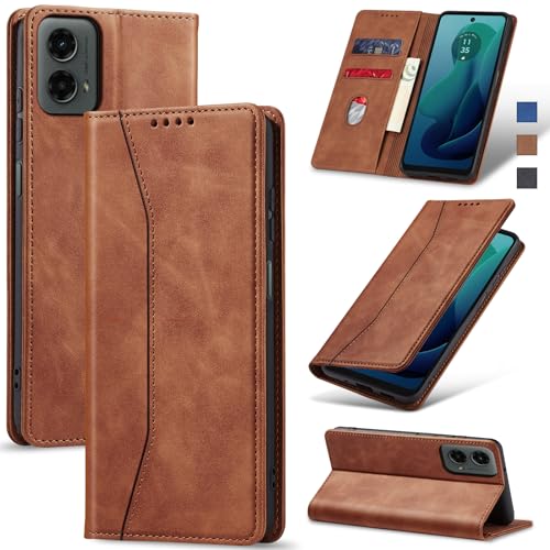 Image of Jasonyu Flip Wallet Case for Moto G 5G (2024),Brown