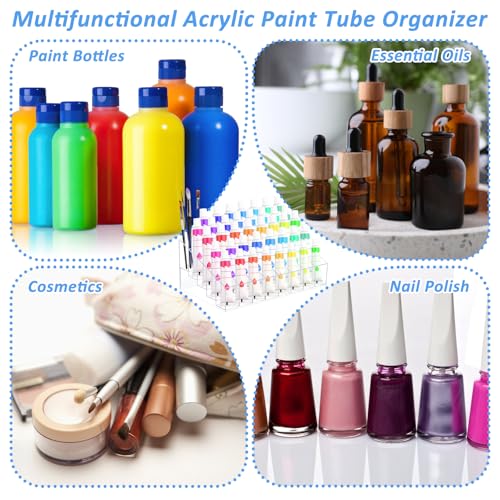 Image of Generic 4 Pack Acrylic Paint Tube Organizer, 160 Slots, 5 Layers, Clear Paint Organizer, Acrylic Paint Holder for Oil, Watercolor, Spray Paints