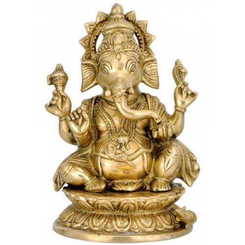 Ganesh en laiton doré 24cm pour créer un coin de méditation zen et harmonieux chez soi