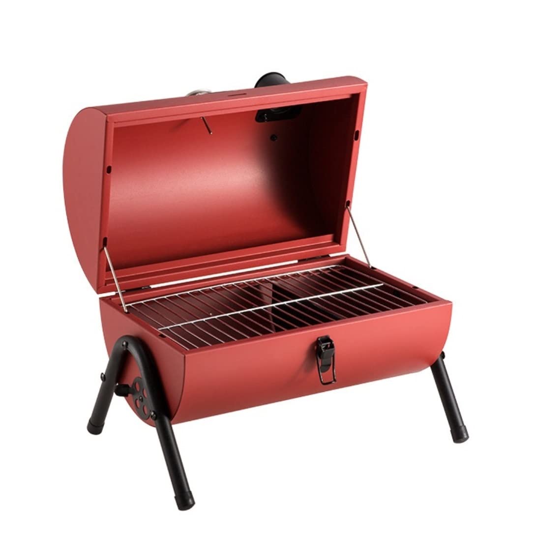 Grill Węglowy Przenośny Grill Na Świeżym Powietrzu Patio Camping Piknik Dla 3-5 Osób Przenośny(Rot)