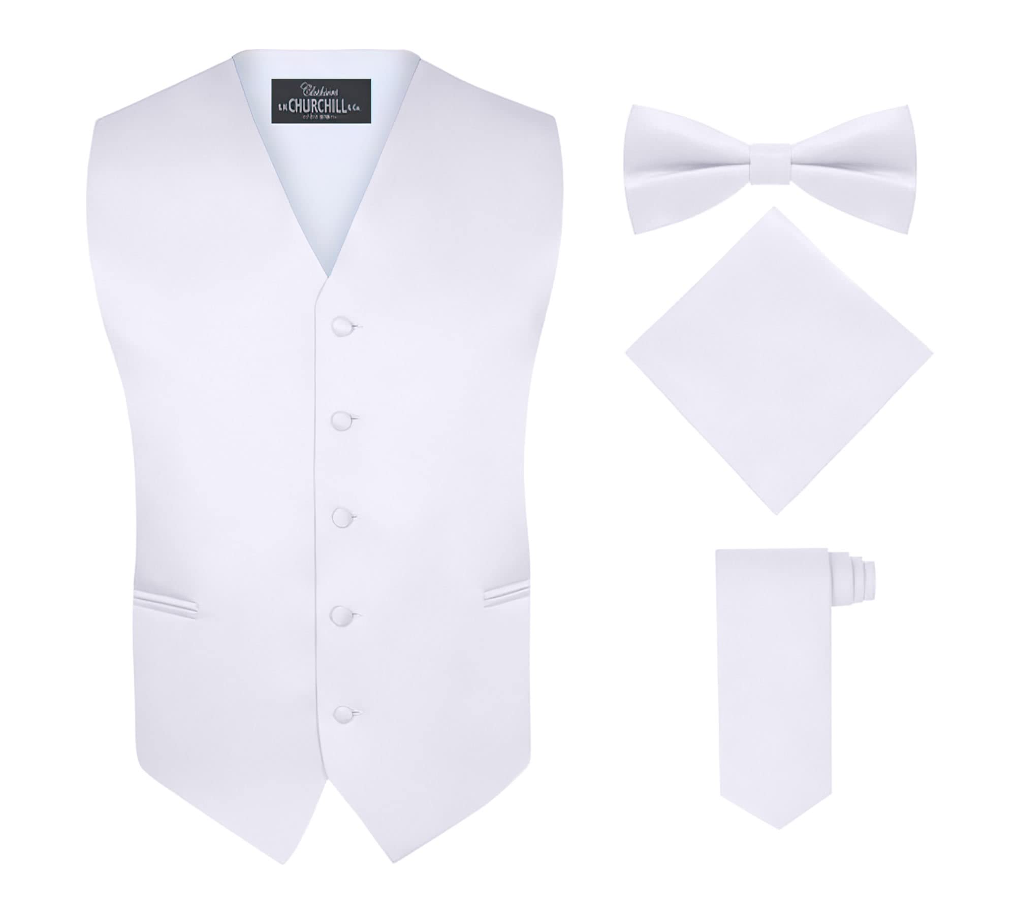 S.H. Churchill &amp; Co. Men's 4 Piece Vest Set, with Bow Tie, Neck Tie &amp; Pocket Hankie