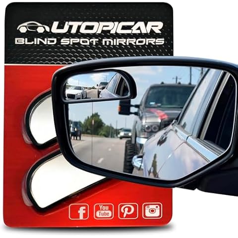 Blind Spot Convex Car Rear View Mirror: Rearview/Side Stick On Mirror Automotive Accessories | Narrow Blindspot Mirrors For Car By Utopicar (2 pack) Cover