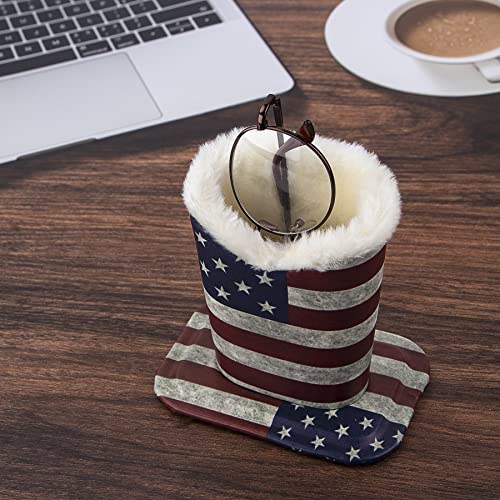 Image of Pack of 2 Plush Lined Eyeglasses Holder Stand Protective Glasses Case For Desks Or Nightstands